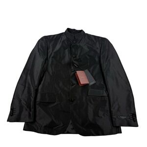 Van Heusen Black Tuxedo Jacket Slim Men's 38R NWT Polyester Silk Square Pattern